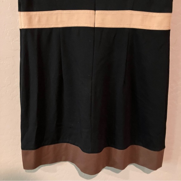 G.W. Black Brown Tan Empire Midi Dress Fully Lined Women's Size M - Picture 10 of 13
